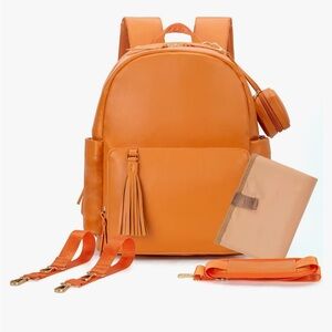 Minsong vegan leather diaper bag backpack